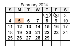 District School Academic Calendar for John S Irwin Elementary Sch for February 2024