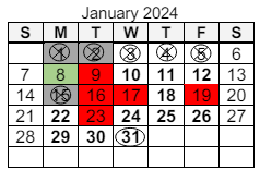 District School Academic Calendar for South Wayne Elementary School for January 2024