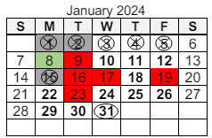 District School Academic Calendar for Jeff H Towles Intermediate School for January 2024