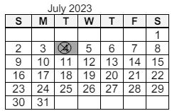 District School Academic Calendar for Bunche Elementary School for July 2023