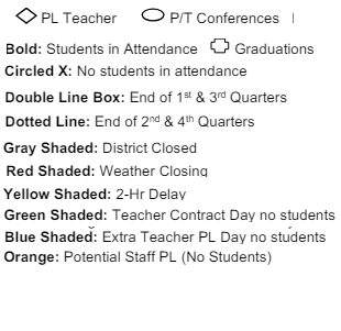 District School Academic Calendar Legend for Jeff H Towles Intermediate School