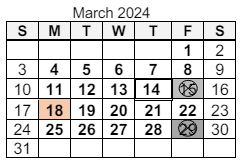 District School Academic Calendar for R Nelson Snider High School for March 2024