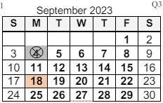 District School Academic Calendar for John S Irwin Elementary Sch for September 2023