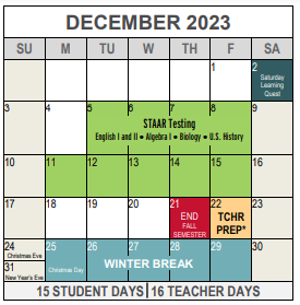 District School Academic Calendar for Mg Ellis for December 2023