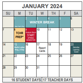 District School Academic Calendar for J T Stevens Elementary for January 2024