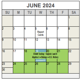 District School Academic Calendar for Tier 1 Southwest D A E P  H S for June 2024