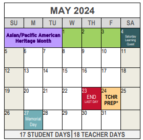 District School Academic Calendar for I M Terrell Elementary for May 2024