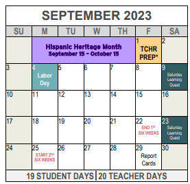 District School Academic Calendar for Mcrae Elementary for September 2023