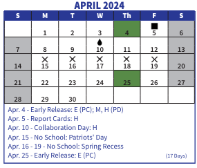 District School Academic Calendar for Barbieri Elem for April 2024
