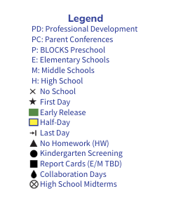 District School Academic Calendar Legend for Barbieri Elem