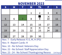 District School Academic Calendar for Barbieri Elem for November 2023