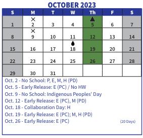 District School Academic Calendar for Barbieri Elem for October 2023