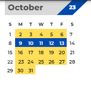 District School Academic Calendar for Needham Elementary School for October 2023