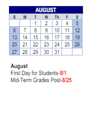 District School Academic Calendar for Lillie Idella Kitley Intermediate for August 2023
