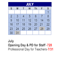 District School Academic Calendar for Lillie Idella Kitley Intermediate for July 2023