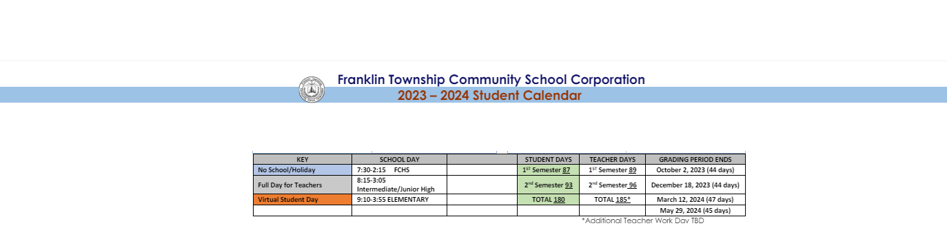 District School Academic Calendar Key for Lillie Idella Kitley Intermediate