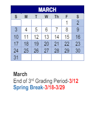 District School Academic Calendar for Lillie Idella Kitley Intermediate for March 2024