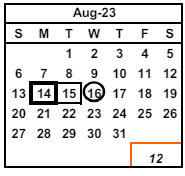 District School Academic Calendar for Grimmer (E. M.) Elementary for August 2023