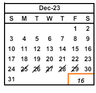 District School Academic Calendar for Chadbourne (joshua) Elementary for December 2023