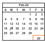 District School Academic Calendar for Horner (john M.) Junior High for February 2024