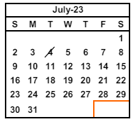 District School Academic Calendar for Forest Park Elementary for July 2023