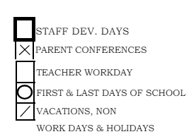District School Academic Calendar Legend for Vista Alternative