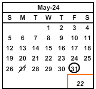 District School Academic Calendar for Chadbourne (joshua) Elementary for May 2024
