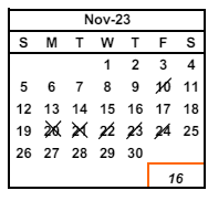 District School Academic Calendar for Irvington High for November 2023