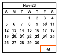 District School Academic Calendar for Chadbourne (joshua) Elementary for November 2023