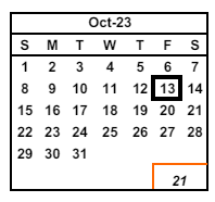 District School Academic Calendar for Weibel (fred E.) Elementary for October 2023