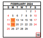 District School Academic Calendar for Baird Middle for February 2024