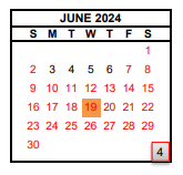District School Academic Calendar for Dewolf West High for June 2024