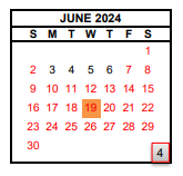 District School Academic Calendar for Wishon Elementary for June 2024