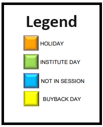 District School Academic Calendar Legend for Academy For New Americans