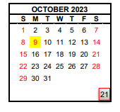 District School Academic Calendar for Balderas Elementary for October 2023