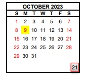 District School Academic Calendar for Wishon Elementary for October 2023