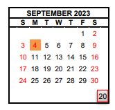District School Academic Calendar for Dewolf Continuation High for September 2023
