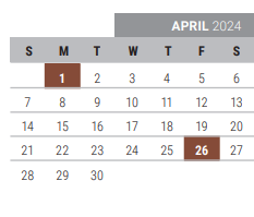 District School Academic Calendar for Mooneyham Elementary for April 2024