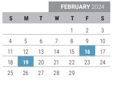District School Academic Calendar for Fisher Elementary for February 2024