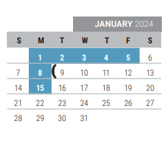 District School Academic Calendar for Mooneyham Elementary for January 2024