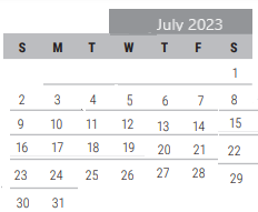District School Academic Calendar for Bledsoe Elementary for July 2023