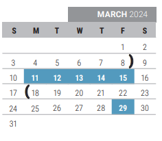 District School Academic Calendar for Collin Co J J A E P for March 2024