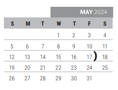 District School Academic Calendar for Collin Co J J A E P for May 2024