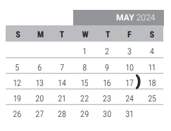 District School Academic Calendar for Pink Elementary for May 2024