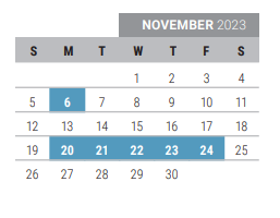 District School Academic Calendar for Griffin Middle School for November 2023