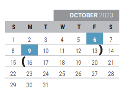 District School Academic Calendar for Mooneyham Elementary for October 2023