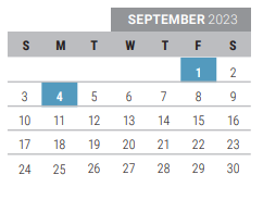 District School Academic Calendar for Collin Co J J A E P for September 2023