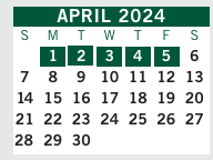 District School Academic Calendar for Mcclarin Alternative School for April 2024