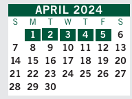 District School Academic Calendar for Dunwoody Springs Charter School for April 2024