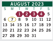 District School Academic Calendar for S. L. Lewis Elementary School for August 2023
